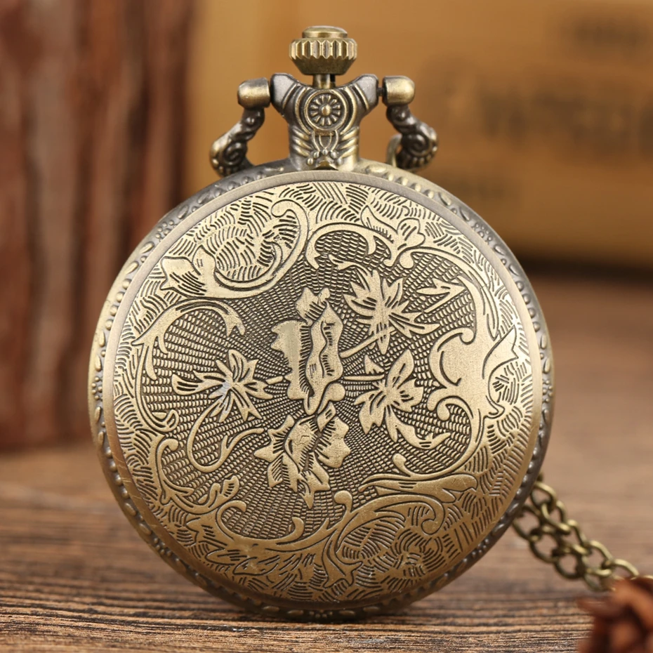 Bronze Vintage Chinese Zodiac healthy Quartz Pocket Watch Necklace Pendant Gift Fob Watches  Art Collectible Gifts for Men Women