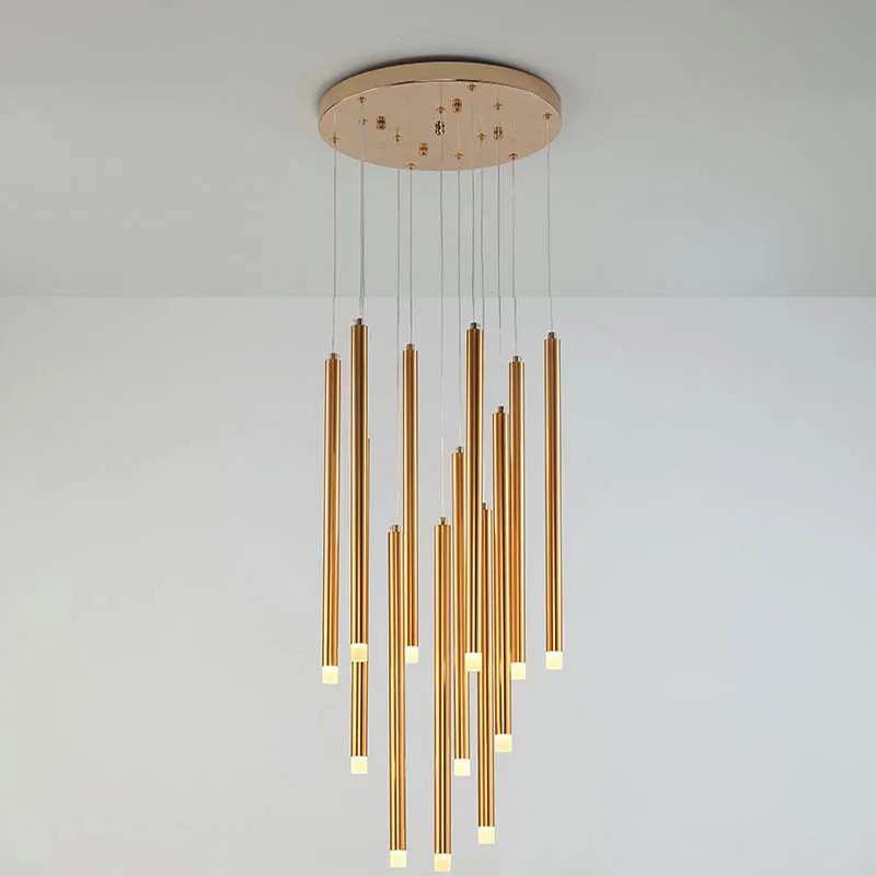 Pendant Lights LED Modern Long Cylinder Acrylic Crystal Ending Lamp Luxury Glossy Bronze Art Light Ceiling  Led Lamp