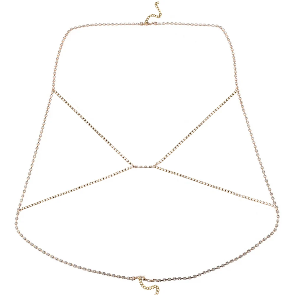 

MinaMaMa Stainless Steel Bra Chain Rhinestone Body Chain For Women Sexy Beach Bikini Crystal Bra Chain Waist Chain Jewelry