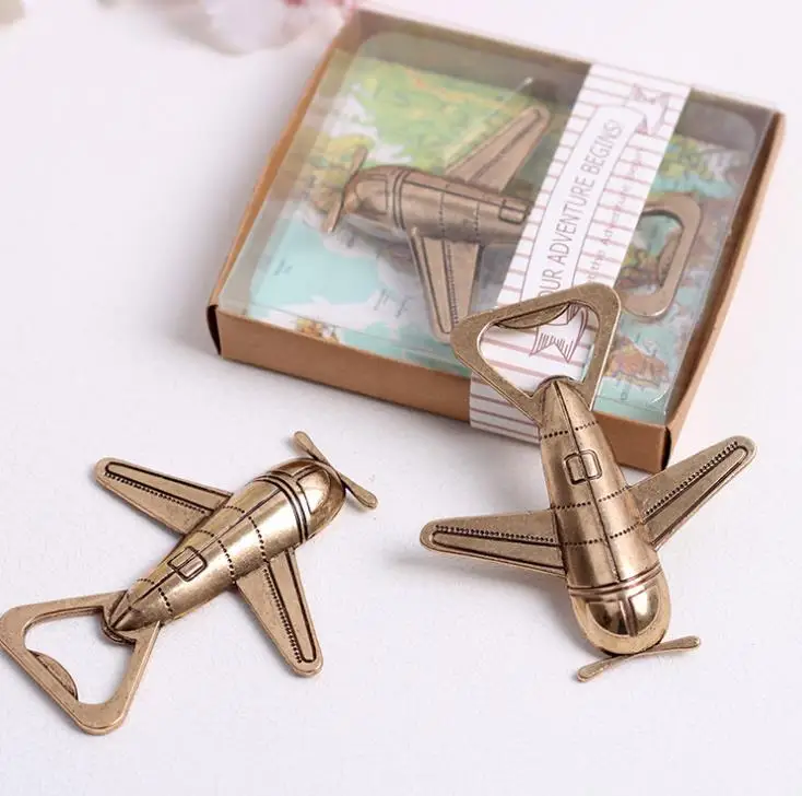 300pcs Antique Plane Airplane Shape Wine Beer Bottle Opener Metal Openers For Wedding Party Gift Favors SN335