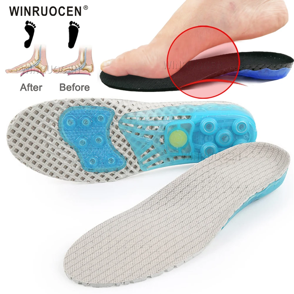 

WINRUOCEN Running Sport Orthopedic insoles Silicone EVA for shoes pads Heel Shock Absorption Plantar feet soles insert Insoles