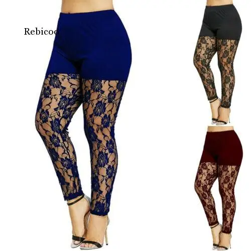 

Women Casual Skinny Pants Leggings Fashion Lace Hollow Out Pencil Trouser Summer Elastic Bodycon Jeggings Thin