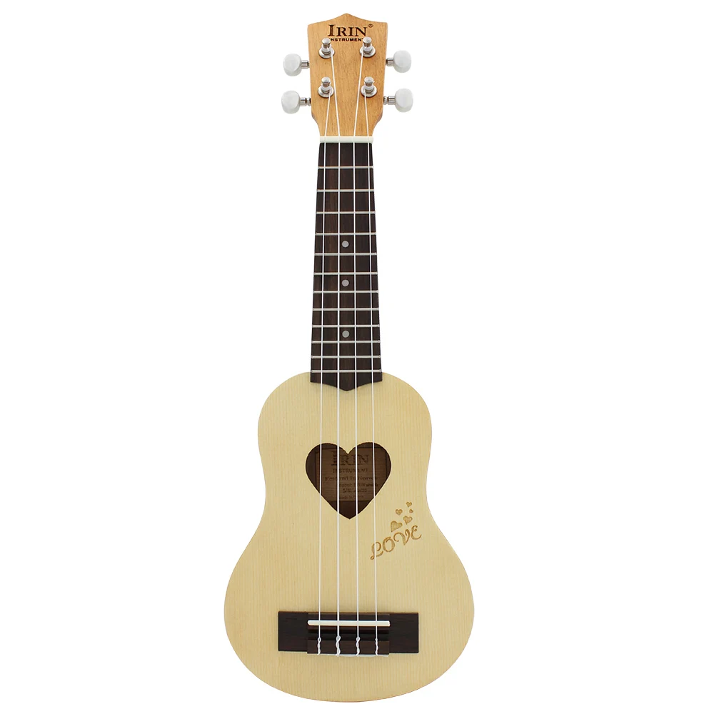 17 Inch Ukulele Spruce Heart Shaped Ukulele 4 Strings Hawaiian Guitar Mini Guitarra Couples Musical Gift Instrument With Gig Bag