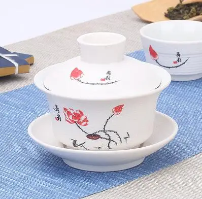Chinese handgeschilderde Kungfu theeservies, terrine Dehua, wit porselein, Gaiwan, pannenset voor op reis, snelle kop, hoge kwaliteit