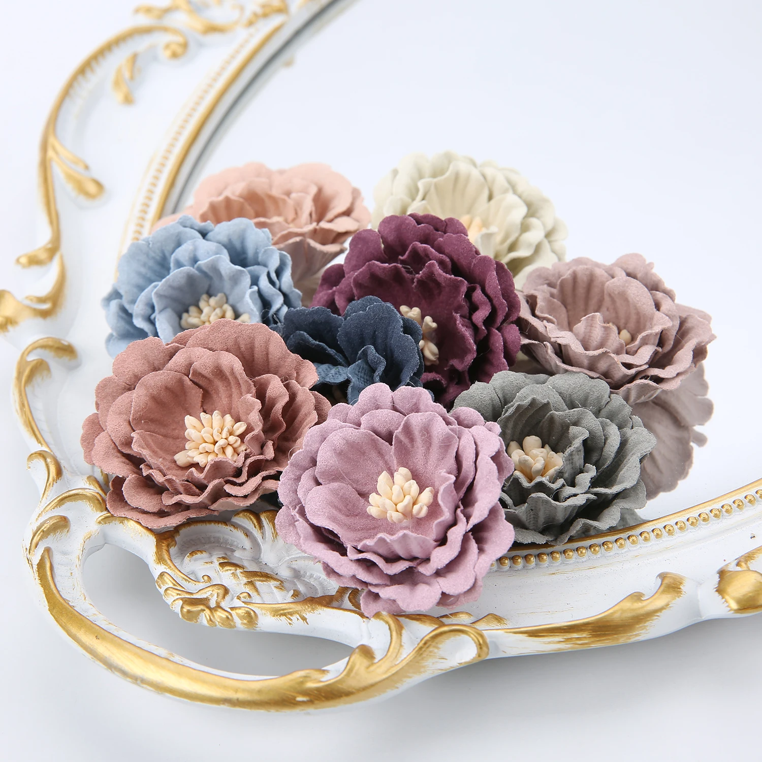 5PCs Artificial Microfiber Flowers 4cm Fake Flowes Heads Home Party Wedding Decoration DIY Headdress Corsage Brooch Accessories