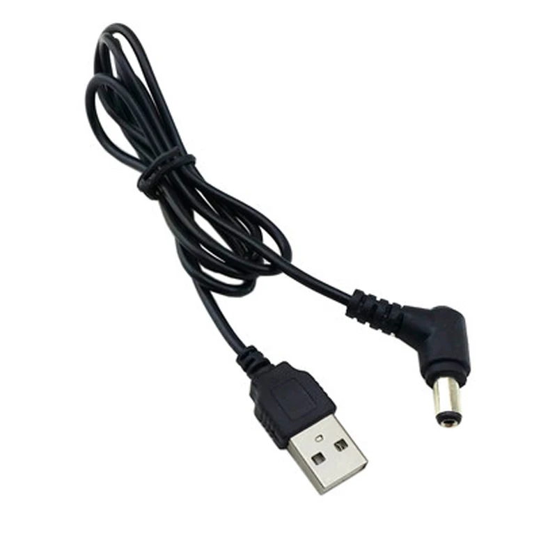 Câble d\'alimentation CC coudé noir 90 USB mâle à mâle, câble de charge, rallonge USB, 5.5x2.5mm, 3.5x1.35mm, 5.5x2.1mm, 0.8m