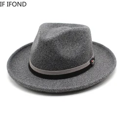 Classic Soft Wool Felt Fedora For Men Women Autumn Winter Retro Trilby Jazz Hat Curved Brim Dress Hat