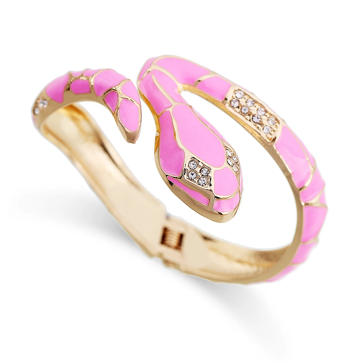 HAHA&TOTO Trendy Statement Chunky Enamel Snake Bangle Cuff Bracelet for Women Girls Gold Plated Rhinestones Crystal Bracelet