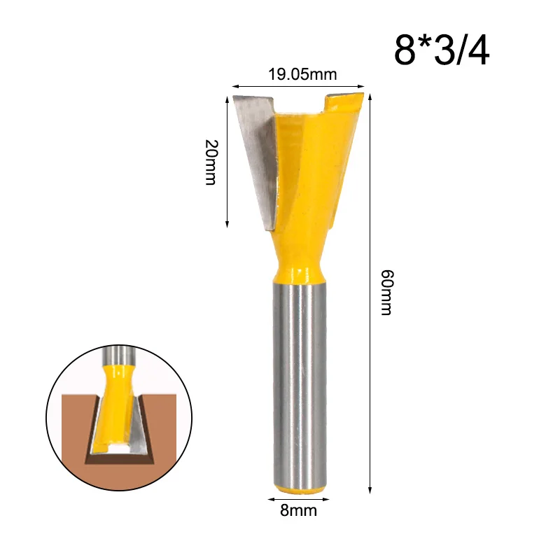 LA VIE 1pc 8mm Shank Dovetail Joint Router Bits Set 14 Degree Woodworking Engraving Bit Milling Cutter For Wood MC02220