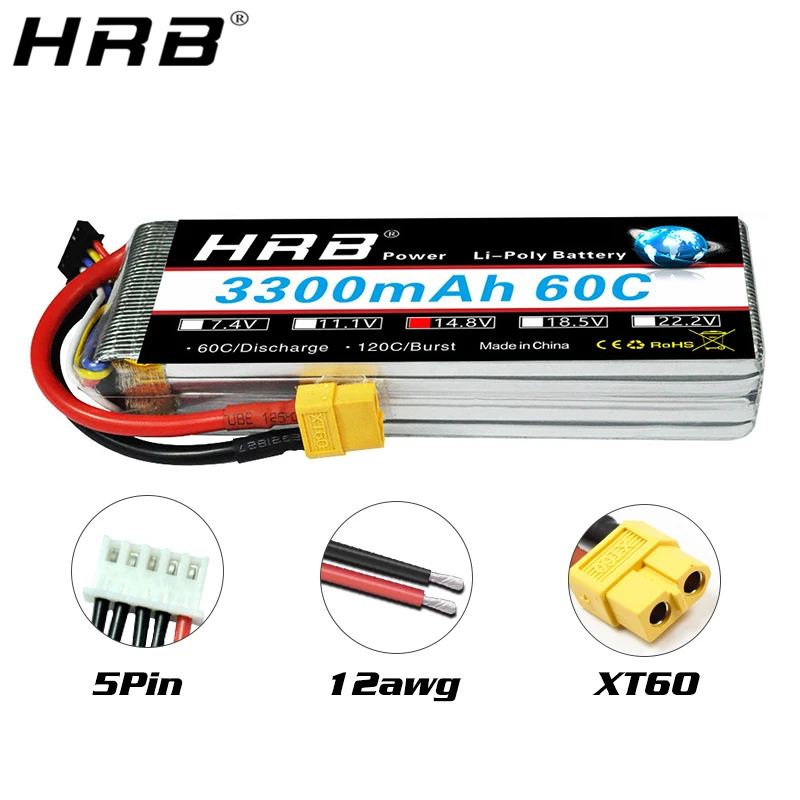 HRB 2S 7.4V 11.1V Lipo Battery 3300mah T Deans 60C XT60 3S 3.7V RC Quadcopter FPV Airplane Car Parts 14.8V 18.5V 22.2V 4S 5S 6S