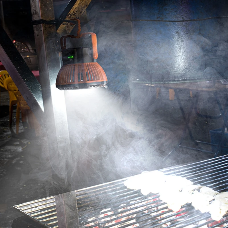 5200mAh USB قابلة للشحن التخييم مروحة مع LED فانوس توقيت التحكم عن بعد 3 سرعة سقف معلق مروحة لغرفة النوم المنزل J6PE