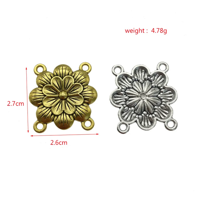 

JunKang Alloy Flower Cube Round Hollow Jewelry Connector DIY Sweater Chain Jewelry Making Discovery Accessories
