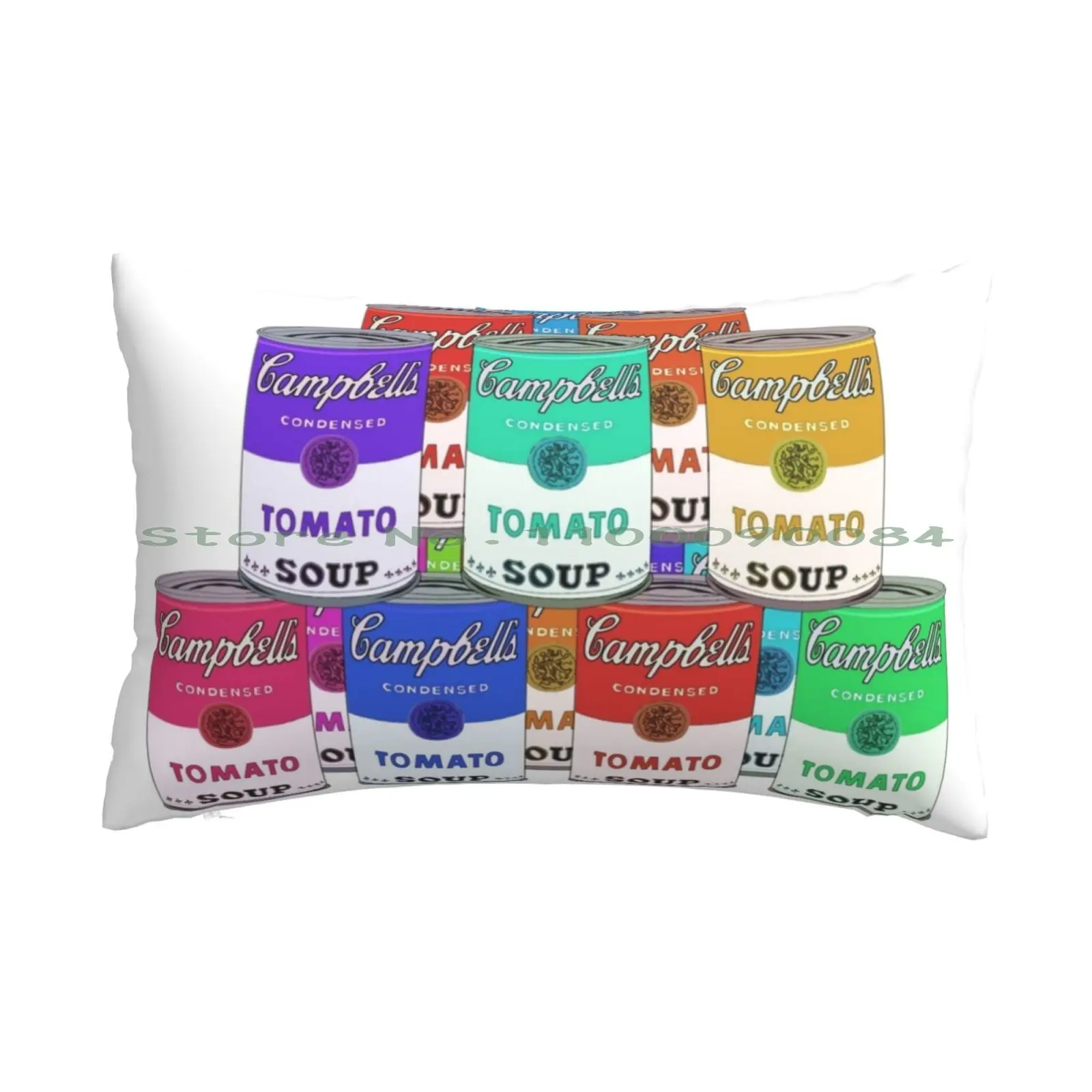 

Tomato Soup Pillow Case 20x30 50*75 Sofa Bedroom Tomato Soup A Can Of Soup Multi Colored Cans With Soup Canned Food Vector Pop