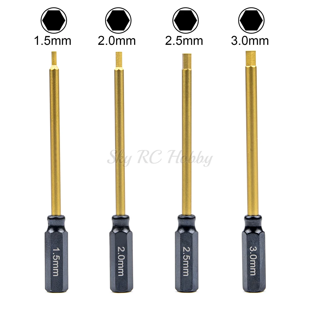 

Durable Hard Alloy Steel Metal 6.35mm Hex Wrenches Screwdrivers Tools Kit 1.5/2.0/2.5/3.0mm for RC Helicopter Model - 4pcs/Lot