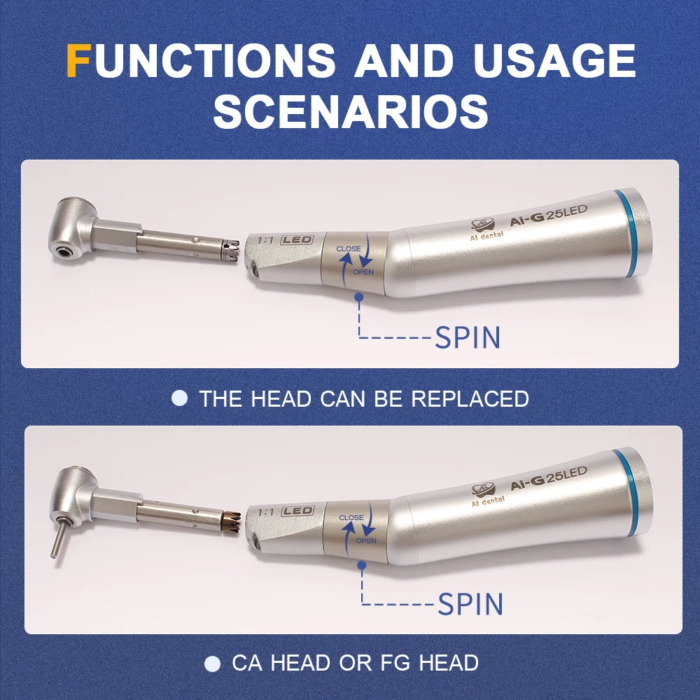 AI-G25LED E-generator led 1:1 CA bur langsam geschwindigkeit handstück bohrer kopf ersatzteile dental werkzeuge instrument produkte