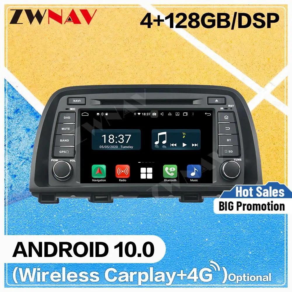 128G Carplay Android10 screen Car DVD Player for Mazda CX-5 Atenza 2013 2014 2015 2016 2017 2018 GPS Auto Radio Stereo Head unit