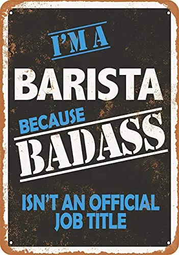 Badass Barista Wall Poster Tin Sign Vintage BBQ Restaurant Dinner Room Cafe Shop Decor