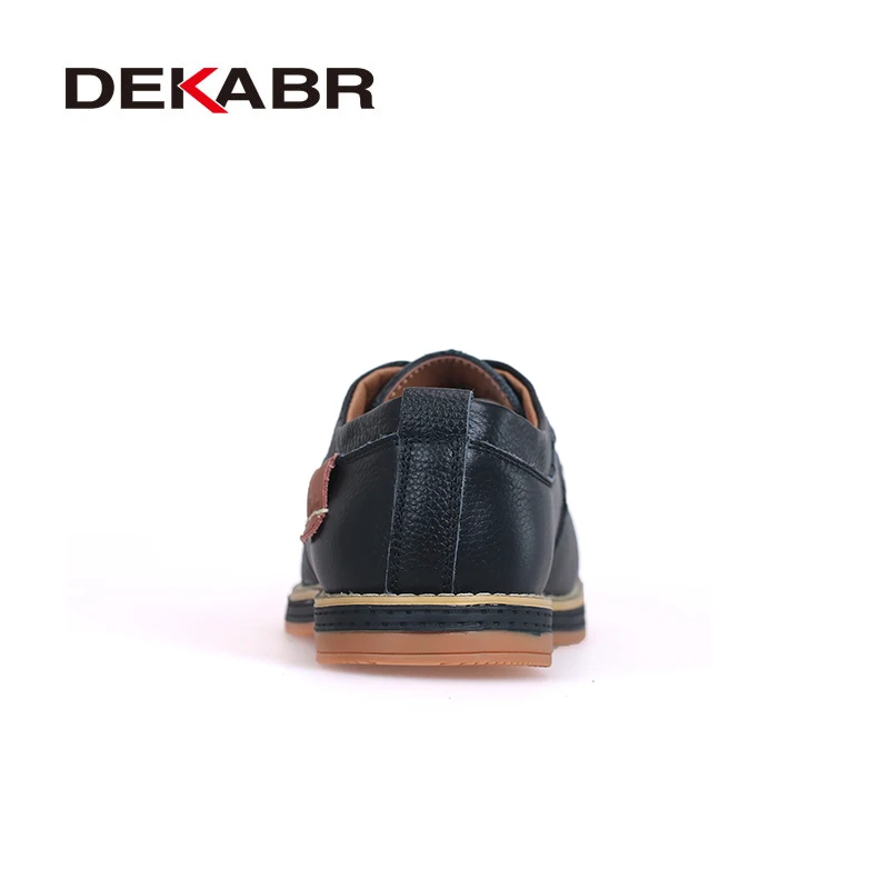 DEKABR Men Flats High Quality Casual New Genuine Leather Flat Shoes Men Oxford Fashion Lace Up Dress Shoes Work Shoe Sapatos