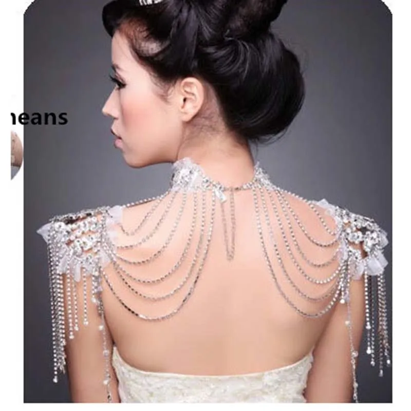 new crystal vintage shoulder chain bridal big necklace wedding jewelry wedding accessoriesClassic jewelry lace necklaces