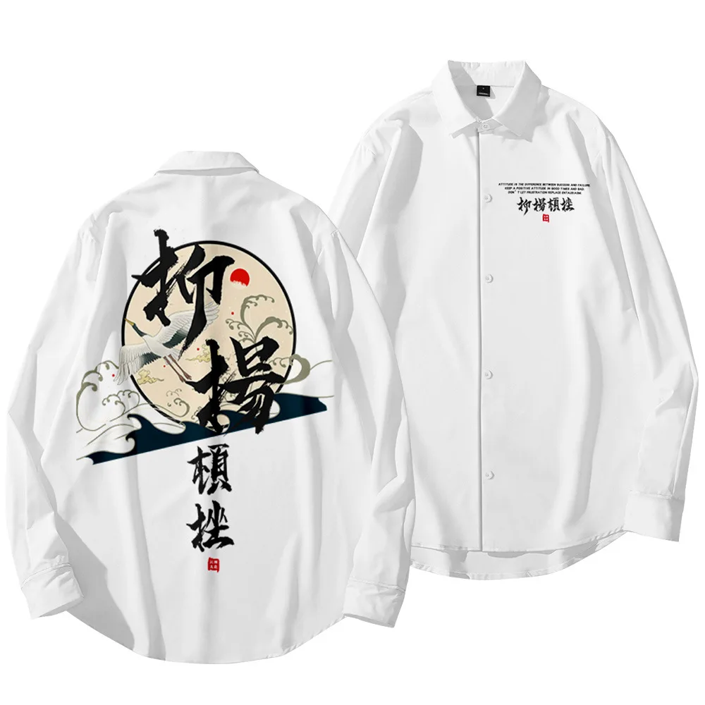 

Spring Autumn New Men's Casual White Shirts Male Long Sleeve Shirt Chinese Style Men Loose Shirt Tops Size XXS-6XL