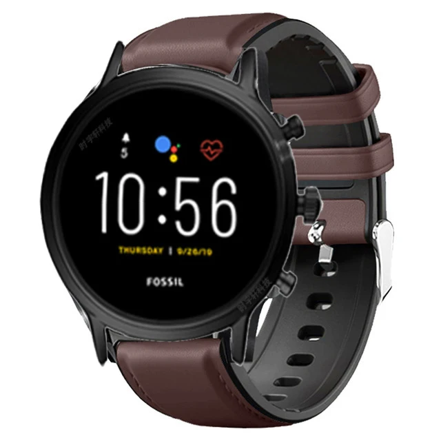 Pulseira de silicone e couro para fóssil, faixa para cinto, Gen 5, Correa, HR, Julianna, HR, Sport, Q Explorist, 43mm