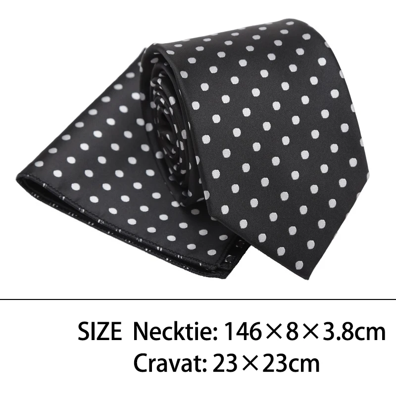 Men Tie Cravat Set Dot Quality Jacquard 8cm Tie Fashion Wedding Ties for Formal Dress Hanky Necktie Mens Gifts Party Accessories