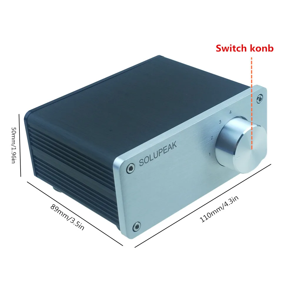Divisor de cable de señal RCA, selector de interruptor, caja de distribuidor de conector de fuente schalter, entrada de audio 4 en 1, 4 salidas