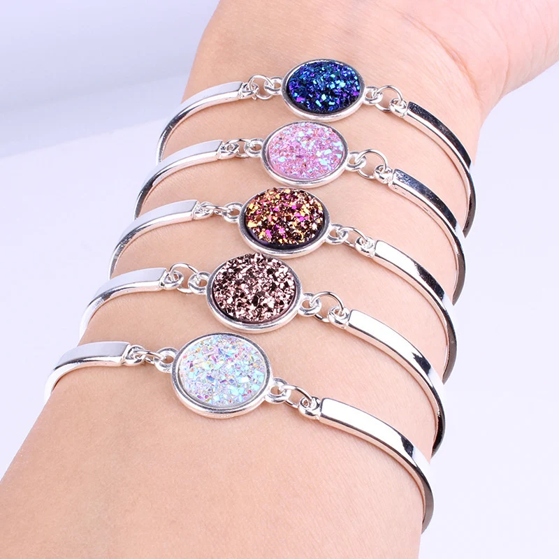 Round Rhinestone Linked Women\'s Hand Bracelets Korean Fashion Multicolor Crystal Charms Bracelet for Women Wholesale Accessories