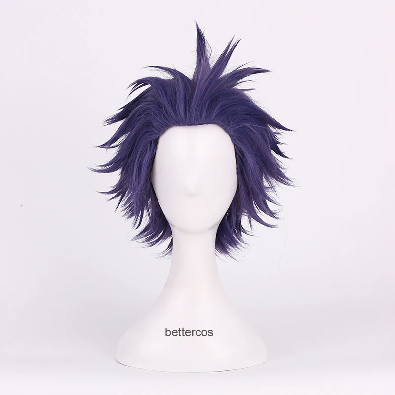 Hitoshi Shinso Cosplay Wigs Short Dark Purple Heat Resistant Synthetic Hair Wig + Wig Cap