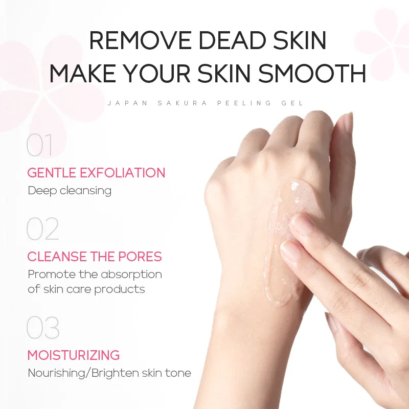 LAIKOU Japan Sakura Peeling Gel Facial Scrub Remove Dead Skin Deep Cleansing Cherry Blossoms Smooth Exfoliator Cream Skin Care