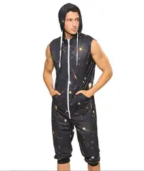 Kigurumis Summer Sleeveless Pajamas Onesie Men Adult Nightwear Zipper Homewear