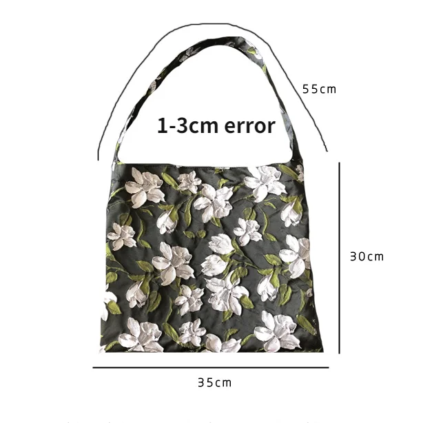 Vintage Jacquard Shoulder Bag for Women Oil Painting Floral Pattern Ladies Shopping Bags Female Small Tote Purse Flower Handbags