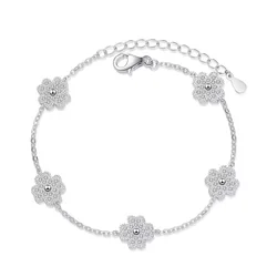 Trendy 0.64ct D Color Moissanite Diamond Five Clover Bracelet Women Jewelry 100% 925 Sterling Silver Flower Bracelet Birthday