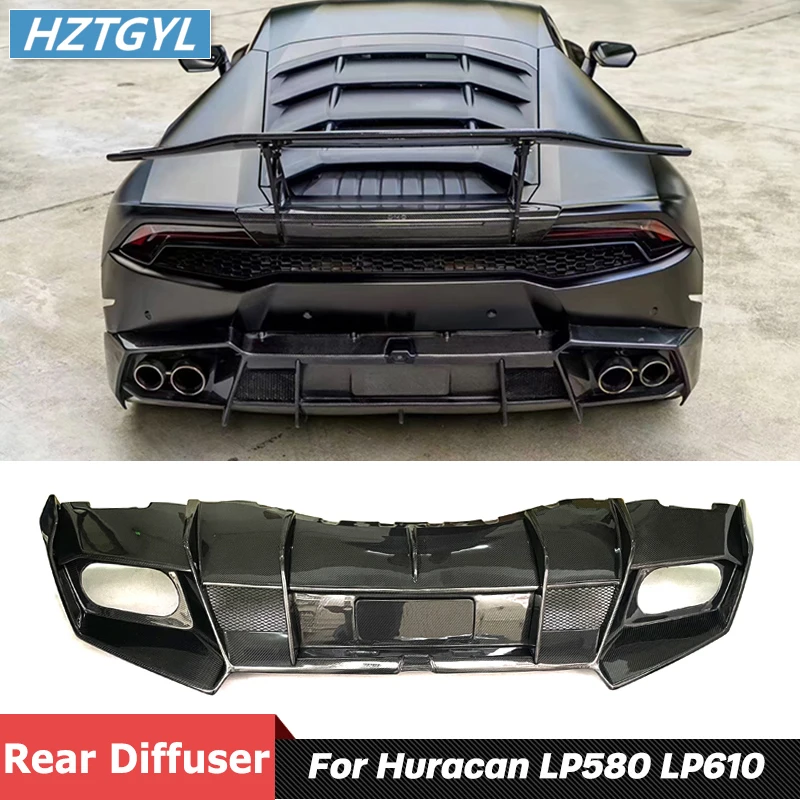 M Style Carbon Fiber Material Rear Bumper Lip Spoiler Diffuser For Lamborghini Huracan LP610 LP580 2014-2017