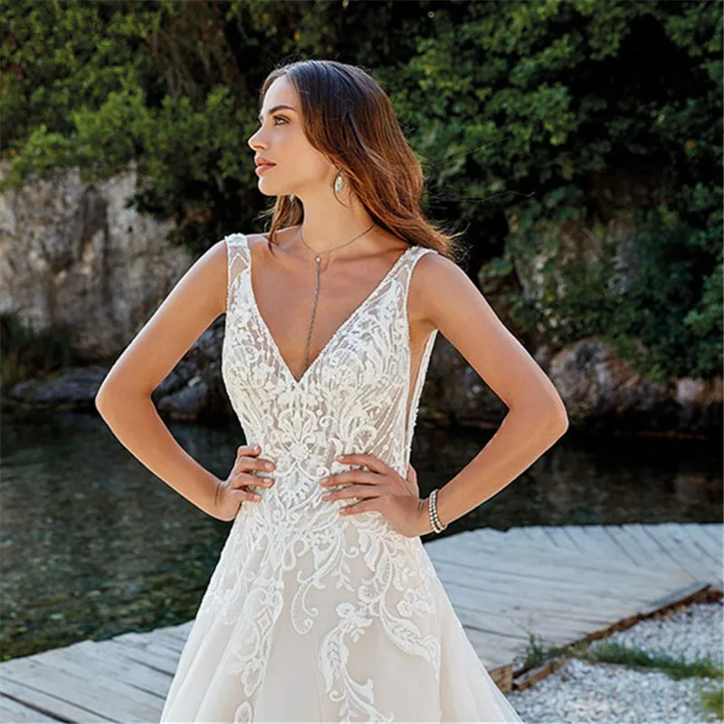 Abito da sposa Nuovo arrivo 2020 Nuova Spiaggia di Estate Abito Da Sposa con Cinghie Bianco Aperto Indietro Abiti Da Sposa Vestigia De noiva