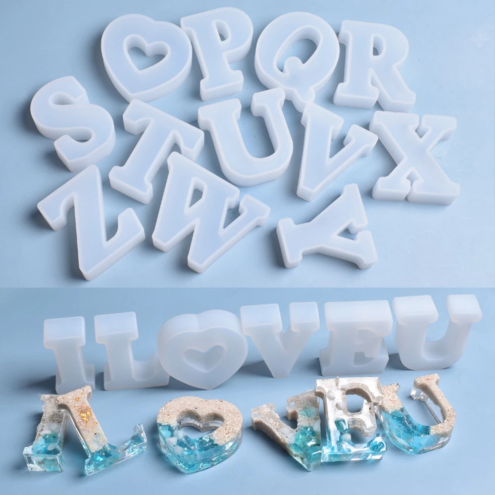 

3D буквы алфавита эпоксидная смола силиконовая форма заглавные буквы Мягкая форма для DIY УФ-смола алфавит от А до Z форма инструмент для изготовления ювелирных изделий