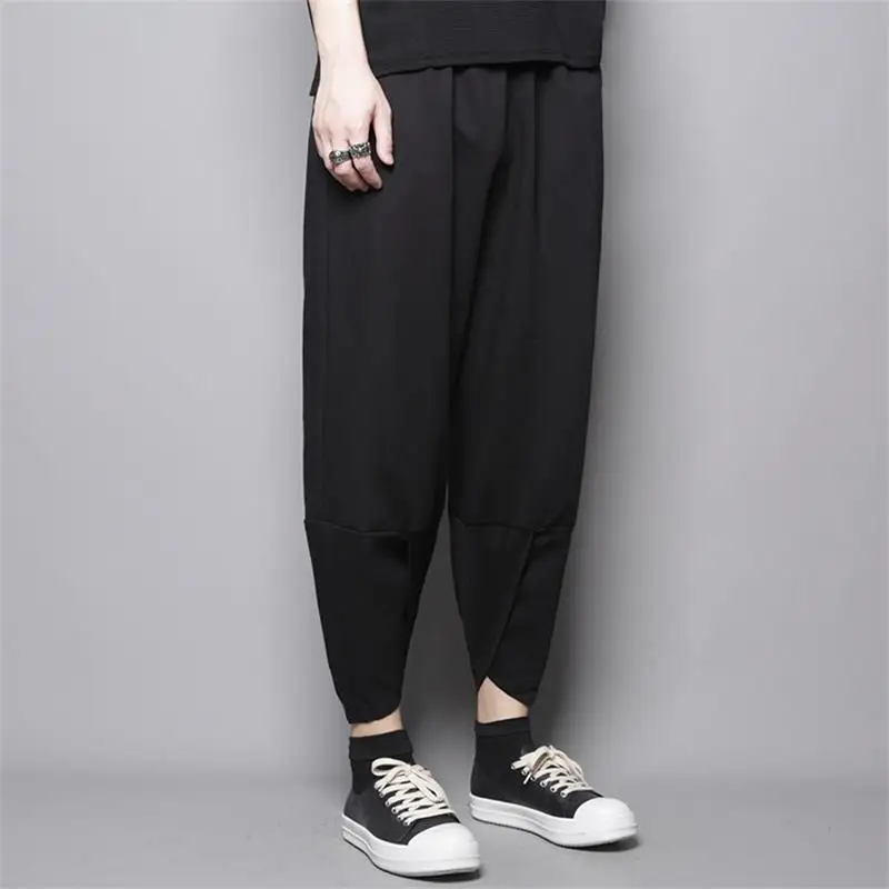 

Men's Splicing Harlan Pants Dark Spring And Summer New Personalized Split Loose Back Palace Pants Men's Fashion Casual Pants
