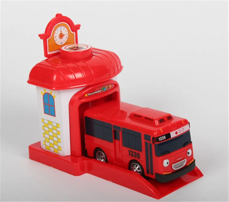 Korean Cartoon Bus toy Garage Oyuncak Parking Lot Model Mini Plastic Blue Tayo Bus for Kids Brinquedo Car Gift