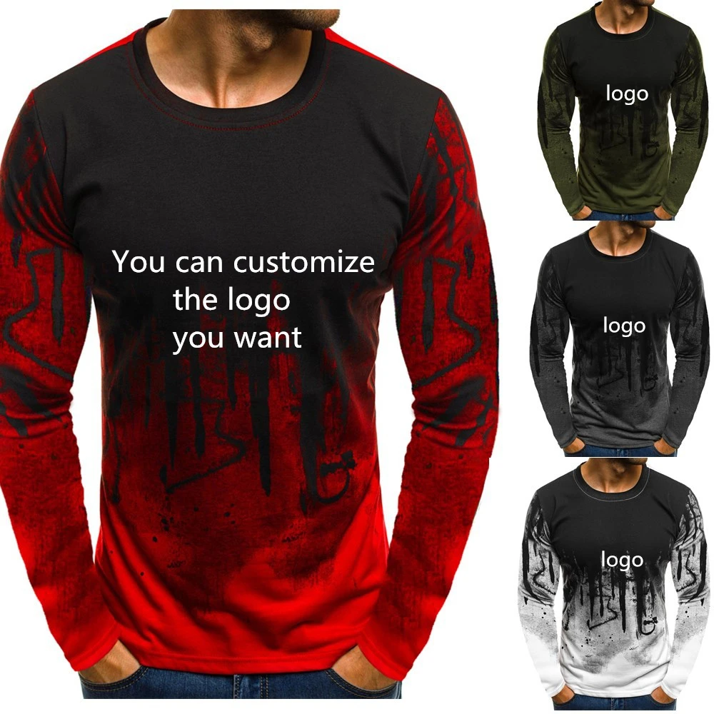 New Fashion Men's pullover Car Logo printing Gradient O-Neck pullover Sweatshirts casual Men's tops