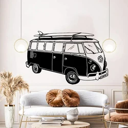 Large Surf Camper Van Car Wall Sticker Bedroom Nursery Travel Summer Beach Ocean Traffic Auto Wall Decal Playroom Decor