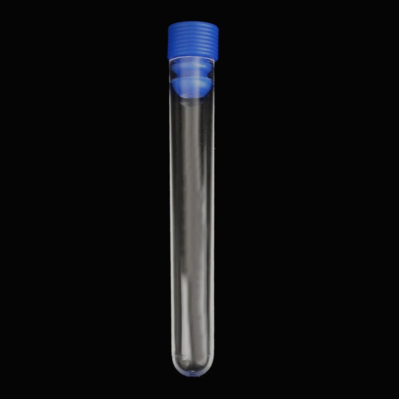 100 pieces/lot 12*100 15*100mm 15*150mm Plastic Tubes with cap Hard Transparent plastic Test tube with caps