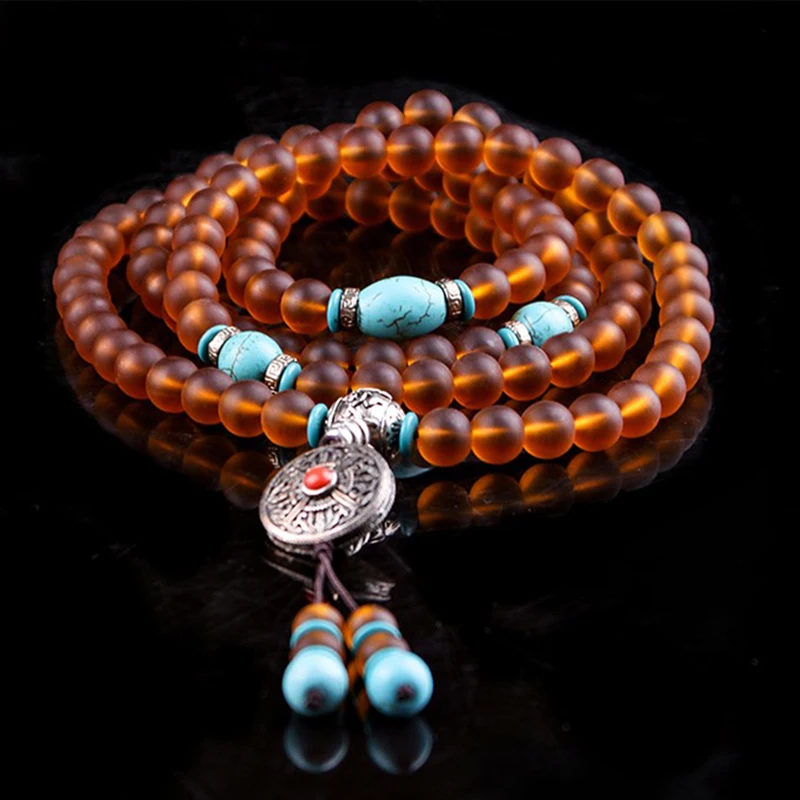 

High Class Buddha Worship Women Accessory Gift Buddhist Prayer Beads Colored Glaze Beaded Bracelet Healing Bless God Protection