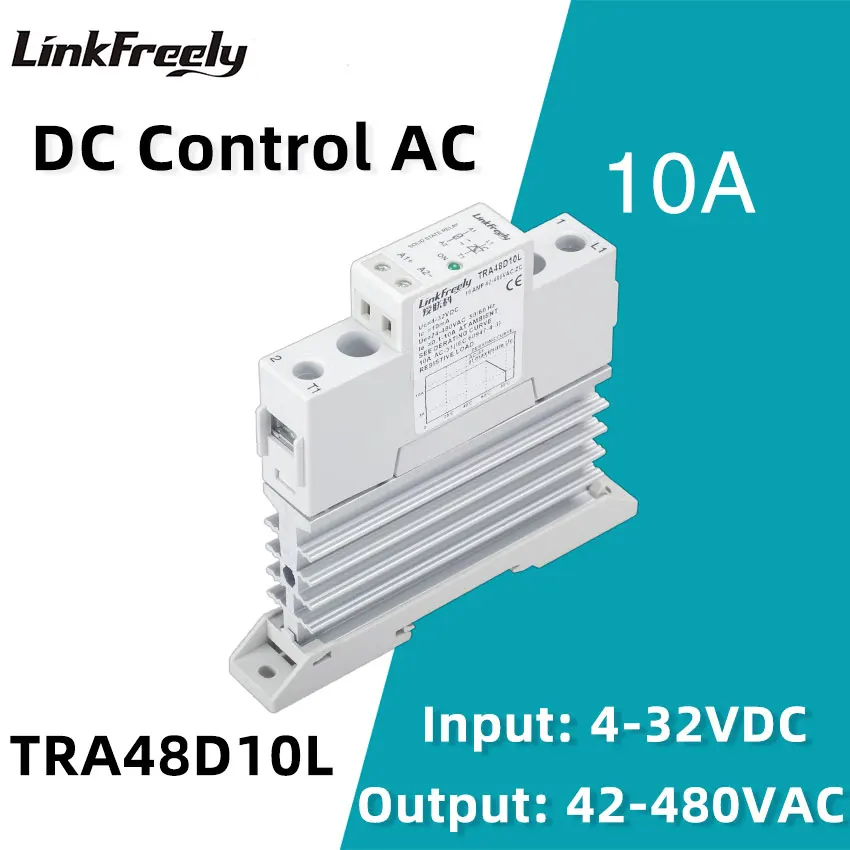 1 Phase Heat Sink Solid State Relay Din Rail DC to AC 5V 12V 24VDC Input 480VAC Output SSR Relay Control Board Programmable LED