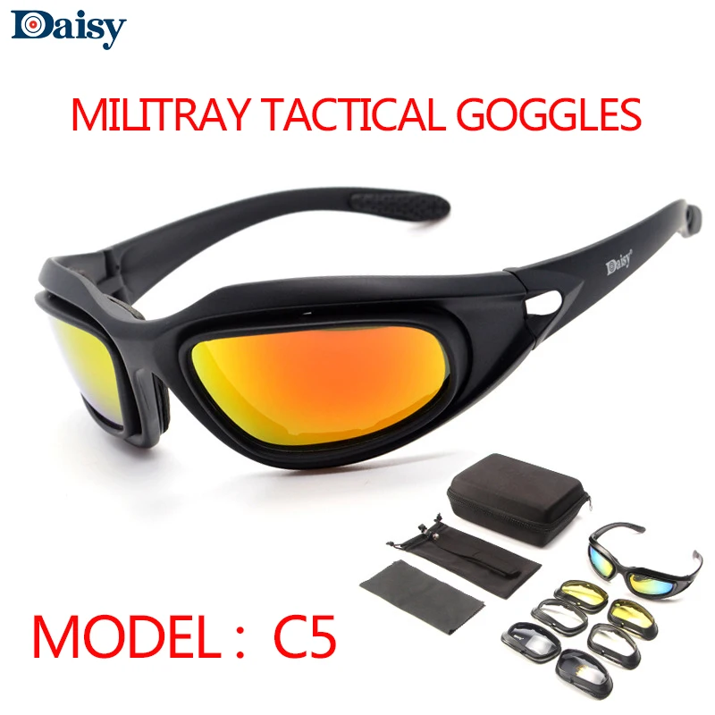 Daisy c5 Polarized Military Sunglasses Explosion-proof 4 lens tactical glasses 2019 Sport shooting running hunting army eyewear