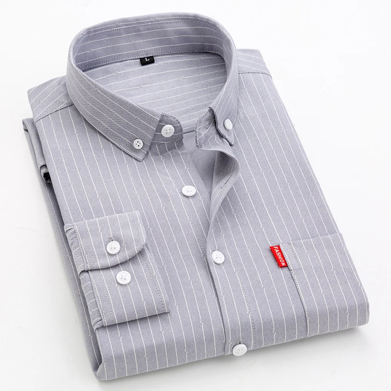 

Pop Style Mens Shirts High Quality Striped Business Casual Soft Dress Social Shirts Regular Fit Male Shirt Big Size XS-4XL