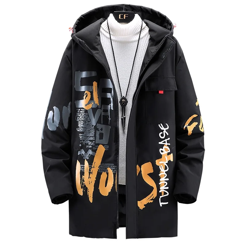 190KG Winter Men\'s Oversized Jacket Hip Hop Punk Streetwear Hooded Fashion Coat Warm Thick Outwear Men Clothing Large Size 12XL