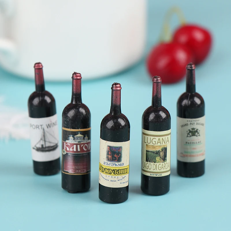 Ensemble de Mini bouteilles de vin avec boîte, 10 pièces, Simulation de boissons, jouets pour décoration de maison de poupée, accessoires miniatures pour maison de poupée 1/12