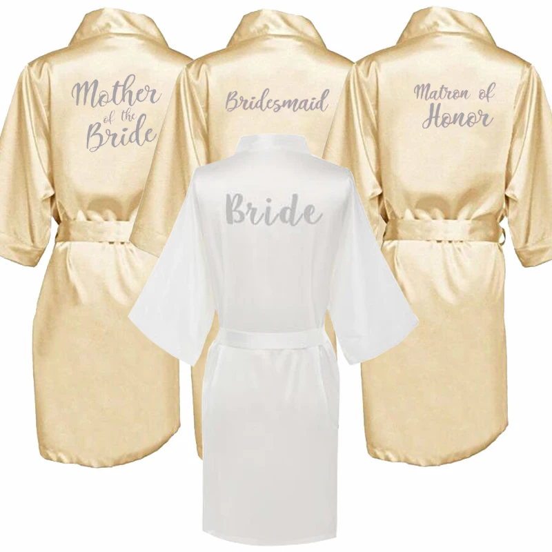 champagne bride robe satin robe women bridal pajamas wedding brideslmaid gift mother sister of the bride groom robes