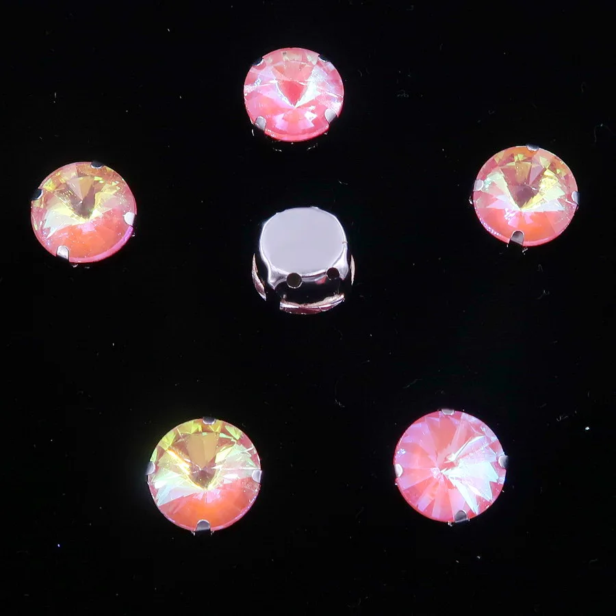 Rivoli Runde Silberne Krappenfassungen mit Glaskristallen 8mm 10mm Jelly Candy & AB Aufnähbare Strass-Steine für Kleidung, Taschen, Schuhe, DIY-Dekoration – Detail 6