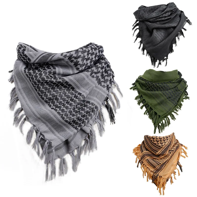 Military Arab Keffiyeh Shemagh Scarf Square Cotton Winter Shawl Neck Warmer Cover Head Wrap Windproof Tactical Scarf Men Women